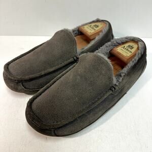 GOOD UGG Men's Ascot Slippers Grey Suede UGGpure Wool Lining 10